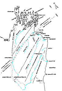 MAP OF MARLBOROUGH SHOWING RANGES AND PARALLEL FAULTLINES
