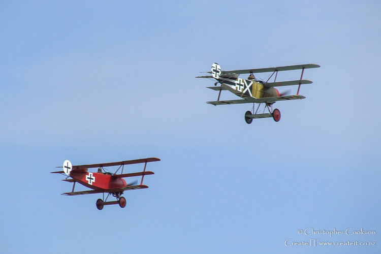 Two Fokker Triplanes in formation at Classic Fighters 2007