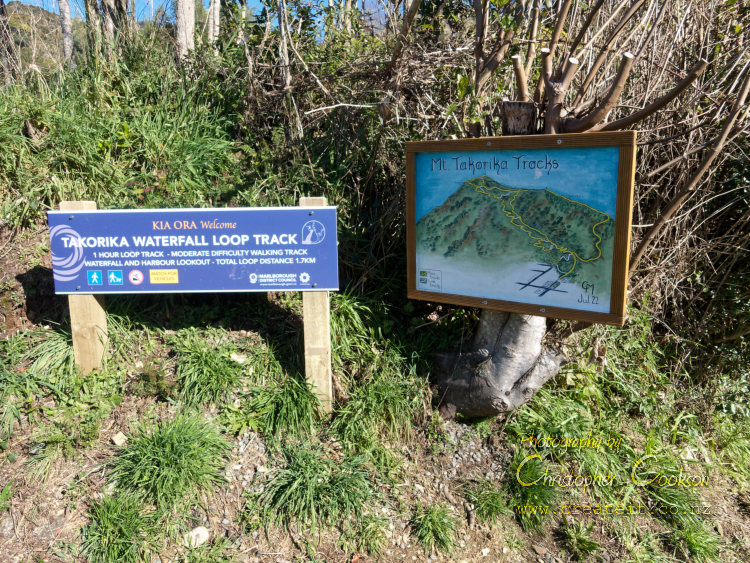 Mount Takorika tracks sign